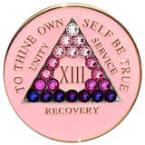 A12d: AA Medallion Soft Pink Coin w/Transition Crystals (Years 1-45)