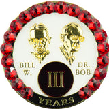 B35: Fancy AA Medallion Bill & Bob White w Red Crystals (1-55 Yrs)