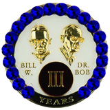 B36: Fancy AA Medallion Bill & Bob White w Blue Crystals (1-55 Yrs)