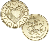 My Heart is in My Recovery AA Medallion Bronze w/gift pouch