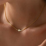 Serenity Sideways Cross Necklace Gold