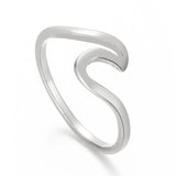 Silver Serenity Ring™with a wavy design on a white background