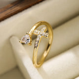 Heart Cross Zircon Serenity Ring™