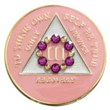 A12h: AA Medallion Soft Pink Coin w/Bloom Circle Crystals  (Years 1-45)