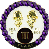 B37: Fancy AA Medallion Bill & Bob White w Purple Crystals (1-55 Yrs)