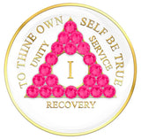 AA Medallion White w/Neon Pink Yrs 1-40