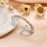 Open Heart Cross Serenity Ring™ Silver