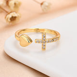 Open Heart Cross Serenity Ring™ Gold