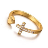 Open Heart Cross Serenity Ring™ Gold
