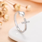 Open Heart Cross Serenity Ring™ Silver