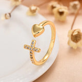 Open Heart Cross Serenity Ring™ Gold