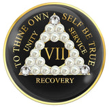A57p: Fancy AA Medallion Black Chip w/White Pearls (Yrs 1-60)