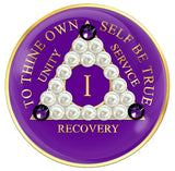 A29p: Fancy AA Medallion Purple Chip w White Pearls (Yrs 1-50)