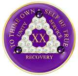 A29p: Fancy AA Medallion Purple Chip w White Pearls (Yrs 1-50)