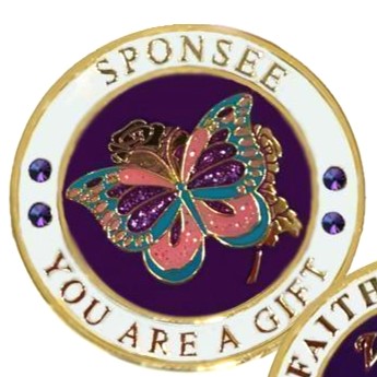 Z10. Sponsee, Butterfly Recovery AA Medallion Purple