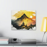 Golden Mountain Abstract Canvas Wall Art