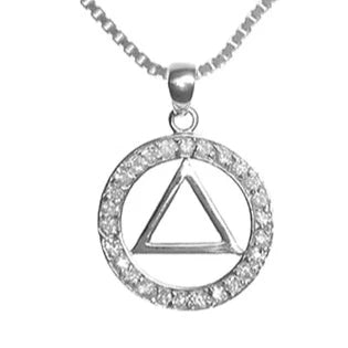 AA Necklace: AA CZ Pendant with Chain - Sterling Silver at Your Serenity Store