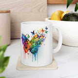 Rainbows and Butterflies Watercolor Ceramic Mug