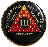 A60rt. AA Medallion Black Chip w Red Transition Crystals (Yrs 1-50) at Your Serenity Store
