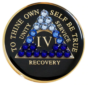 A60bt: AA Medallion Black w/Blue Transition Crystals (Yrs 1-60) at Your Serenity Store