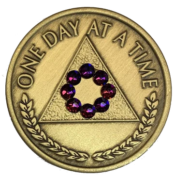 Al-Anon Medallion in Bronze w/Volcano Crystals (1-40 Years, Months, Days)
