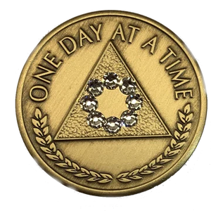 Al-Anon Medallion in Bronze w/White Crystals (1-40 Years, Months, Days)