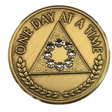 Al-Anon Medallion in Bronze w/White Crystals (1-40 Years, Months, Days)