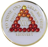 A01r: Fancy AA Medallion White w Transition Red Crystals (Yrs 1-40) at Your Serenity Store
