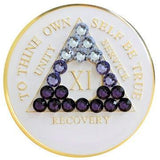 A02: AA Medallion White w Transition Purple Crystals (Yrs 1-40) at Your Serenity Store