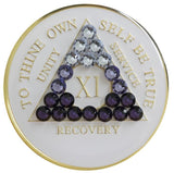 A02: AA Medallion White w Transition Purple Crystals (Yrs 1-40) at Your Serenity Store