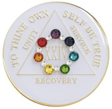 A03c: Fancy AA Medallion White w Chakra Circle Crystals (Years 1-40) at Your Serenity Store