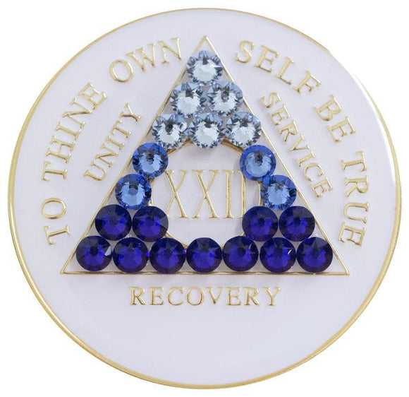 A04: Fancy AA Medallion White w Transition Blue Crystals (Yrs 1-40) at Your Serenity Store