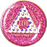 A05: AA Medallion Glitter Pink Chip w AB White Crystals (Yrs 1-60) at Your Serenity Store