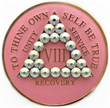 A12b: AA Medallion Soft Pink Coin w/AB White Crystals (Years 1-45) at Your Serenity Store