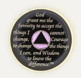 A15: Purple AA Medallion Glitter Lavender w Purple Crystals (Yrs 1-60) at Your Serenity Store