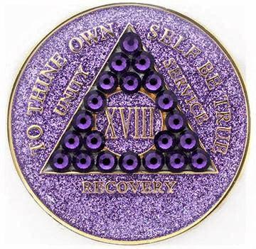 A15: AA Newcomer Medallion Glitter Lavender w Purple Crystals (24Hr, Months) at Your Serenity Store