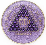 A15: AA Newcomer Medallion Glitter Lavender w Purple Crystals (24Hr, Months) at Your Serenity Store