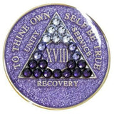 A15b: Fancy AA Medallion Glitter Lavender w Purple Transition Crystals (Yrs 1-50) at Your Serenity Store
