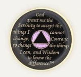 A17: AA Medallion Glitter Lavender w Wh/Pur Circle Crystals (Yrs 1-60) at Your Serenity Store