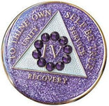 A18: AA Medallion Glitter Lavender w Purple Circle Crystals (Yrs 1-60) at Your Serenity Store