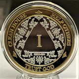 A28F. Big Fancy Sterling Silver-24k Gold AA Medallion (Yrs 1-50) at Your Serenity Store