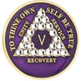 A29: Fancy AA Medallion Purple Chip w White Crystals (Yrs 1-50) at Your Serenity Store