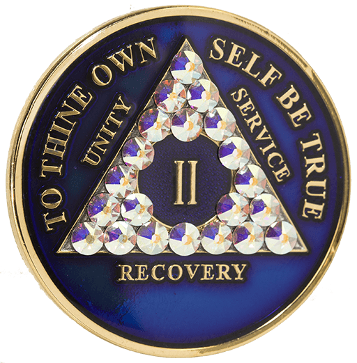 A41: Fancy AA Medallion Blue Coin w AB White Crystals (Yrs 1-60) at Your Serenity Store