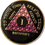 A59: Fancy AA Medallion Black w Pink Transition Crystals (Yrs 1-60) at Your Serenity Store