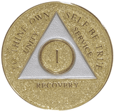 A91: AA Medallion Glitter Gold Chip (Yrs 1-40) at Your Serenity Store