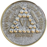 A92a: AA Medallion Glitter Silver w/White Crystals (Yrs 1-40) at Your Serenity Store