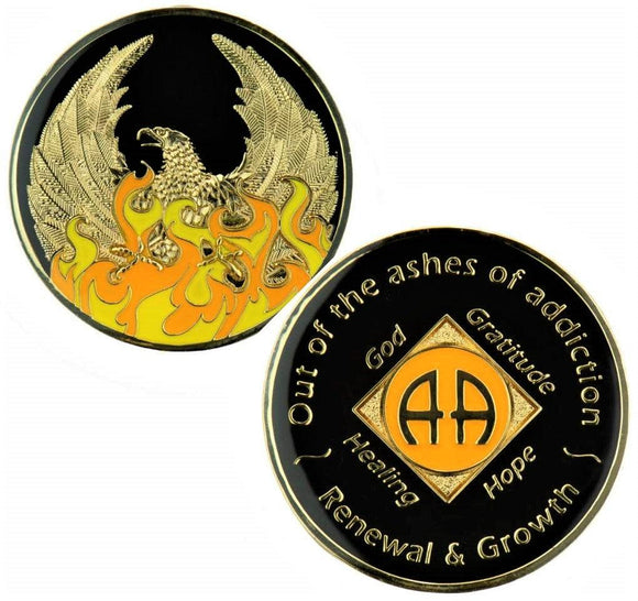 Ashes AA Medallion - Phoenix Coin w/AA Symbol Z04b. at Your Serenity Store