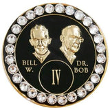 B11. Fancy AA Medallion Bill & Bob Black w White Crystals (Yrs 1-50) at Your Serenity Store