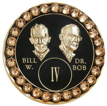B11a. Fancy AA Medallion Bill & Bob Black w Colorado Topaz Crystals (Yrs 1-50) at Your Serenity Store