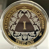 Big Fancy 3rd Step Prayer 24k Gold/Sterling Silver AA Medallion (Yrs 1-50) at Your Serenity Store